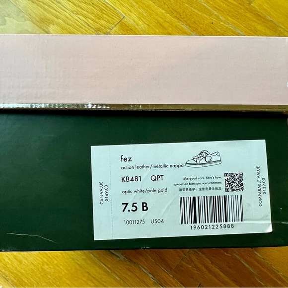 🆕 Kate Spade Fez Sneakers, Optic White / Pale Gold, 7.5 - Picture 7 of 9